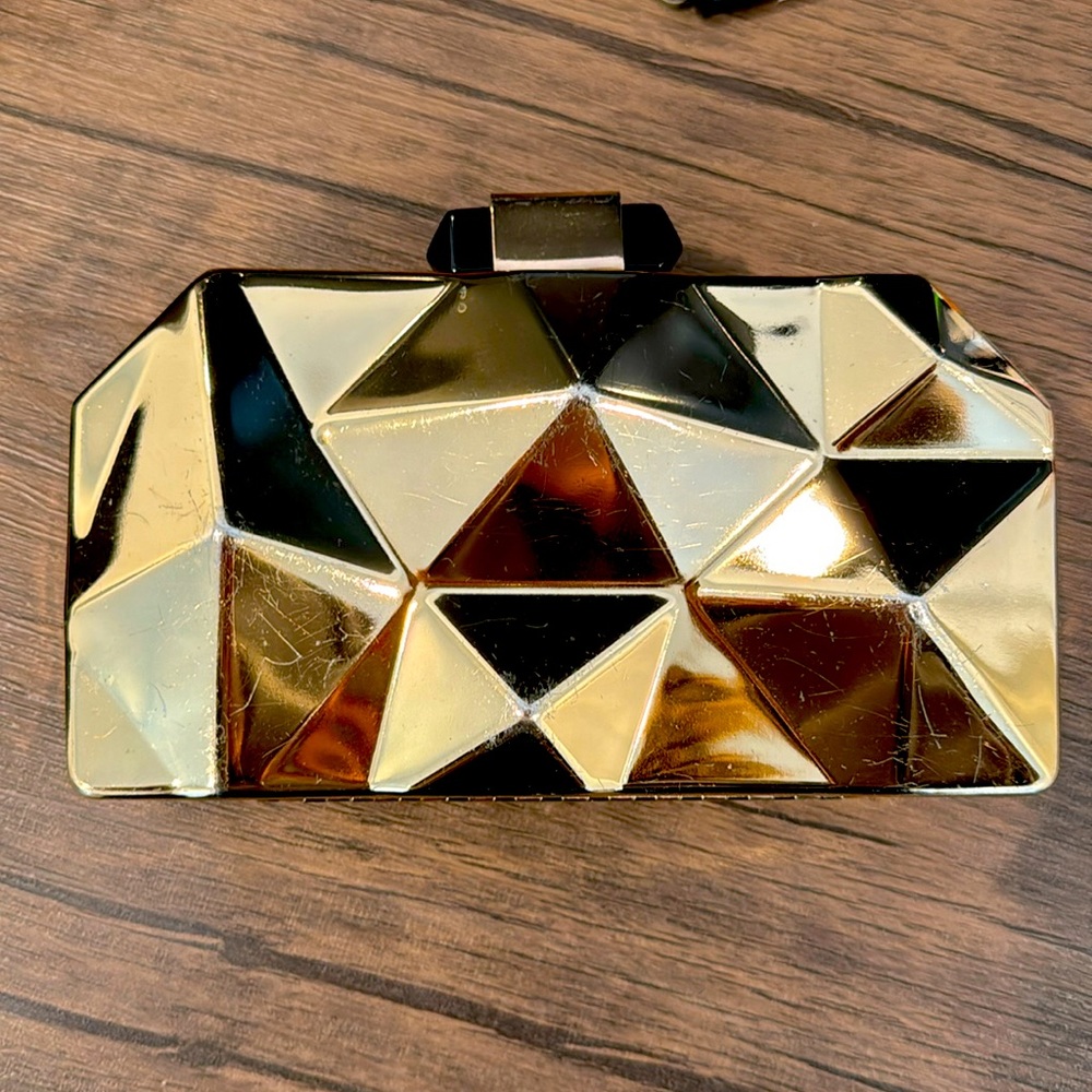 Gold clutch bag with chain
